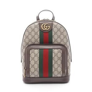 Gucci Ophidia GG Supreme Backpack Bag Canvas Leather Beige Tan Multicolor